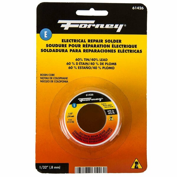 Forney Solder, Electrical Repair, Rosin Core, 1/32 in, 4 Ounce 61426